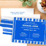 Brushstrokes Stripes Blue Custom Bar Bat Mitzvah Invitation<br><div class="desc">Perfect card to announce a bat mitzvah, bar mitzvah or other Jewish celebration! Hand made abstract art with loose brushstrokes for you on the front and back side! FULLY CUSTOMIZABLE! Click on “Personalize” above to edit the text. Click "edit using design tool" to adjust the fonts, colours and placements and...</div>