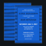 Brushstrokes Stripes Blue Custom Bar Bat Mitzvah Invitation<br><div class="desc">Perfect card to announce a bat mitzvah, bar mitzvah or other Jewish celebration! Hand made abstract art with loose brushstrokes for you on the front and back side! FULLY CUSTOMIZABLE! Click on “Personalize” above to edit the text. Click "edit using design tool" to adjust the fonts, colours and placements and...</div>