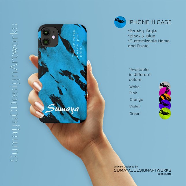 Brushy Black & Blue iPhone 11 Case | Customizable (Brushy Black & Blue iPhone 11 Case | Customizable)