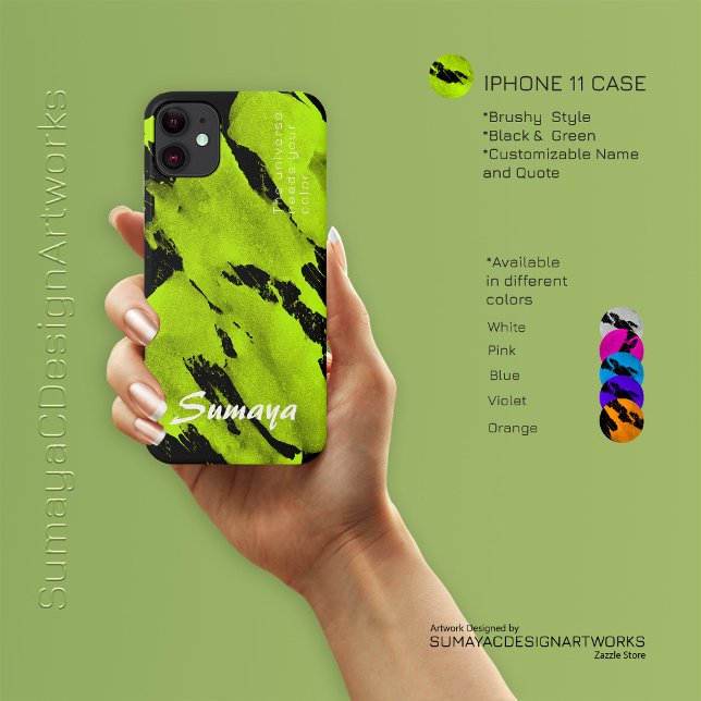 Brushy Black & Green iPhone 11 Case | Customizable (Brushy Black & Green iPhone 11 Case | Customizable)