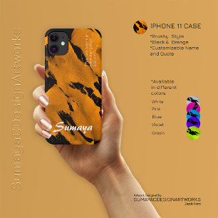 Brushy Black Orange iPhone 11 Case   Customizable