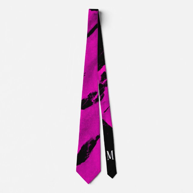 Brushy Black & Pink Neck Tie (Front)