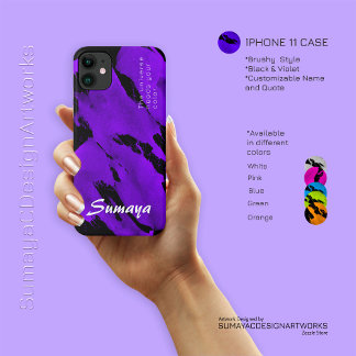 Brushy Black Violet iPhone 11 Case | Customizable