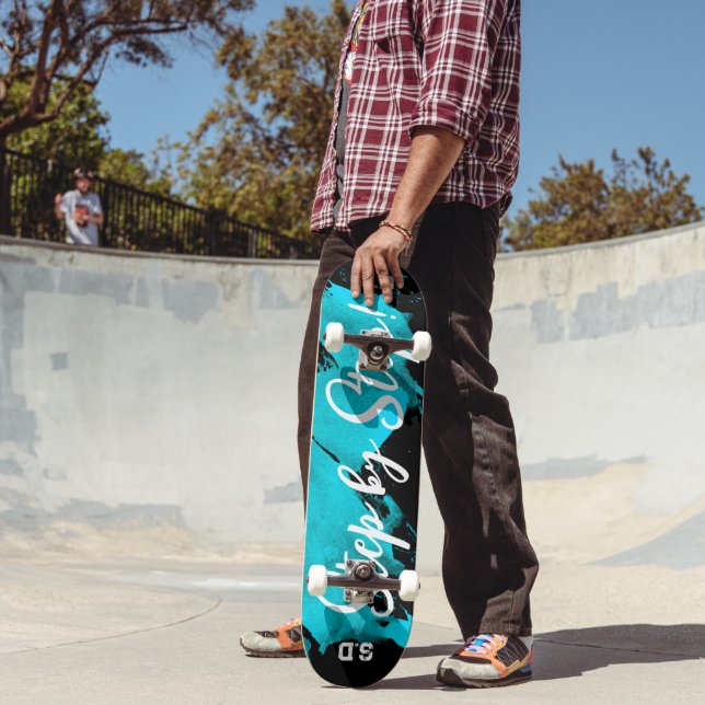 Brushy Cyan Black  Skateboard (Outdoor 2)