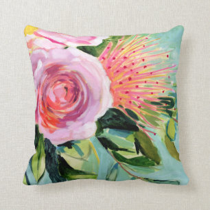Brushy Floral I Throw Pillow