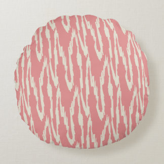 Brushy Ikat Blush & Off White Round Pillow