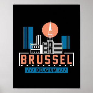 Brussel Belgium Skyline Graphic Modern City Poster