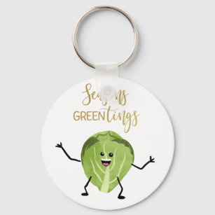 brussel sprout funny christmas greetings green keychain