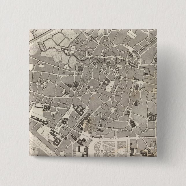 Brussels and Belgium 2 Inch Square Button (Front)