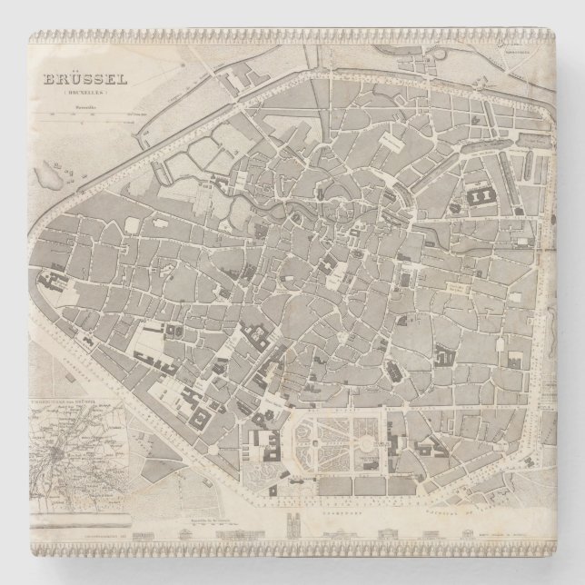 Brussels and Belgium Stone Coaster (Front)