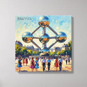 Brussels Atomium Iconic Monument Stretched Canvas Print