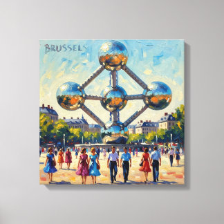 Brussels Atomium Iconic Monument Stretched Canvas Print