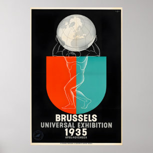 Brussels Belgian - Vintage 1935 Expo Travel Poster