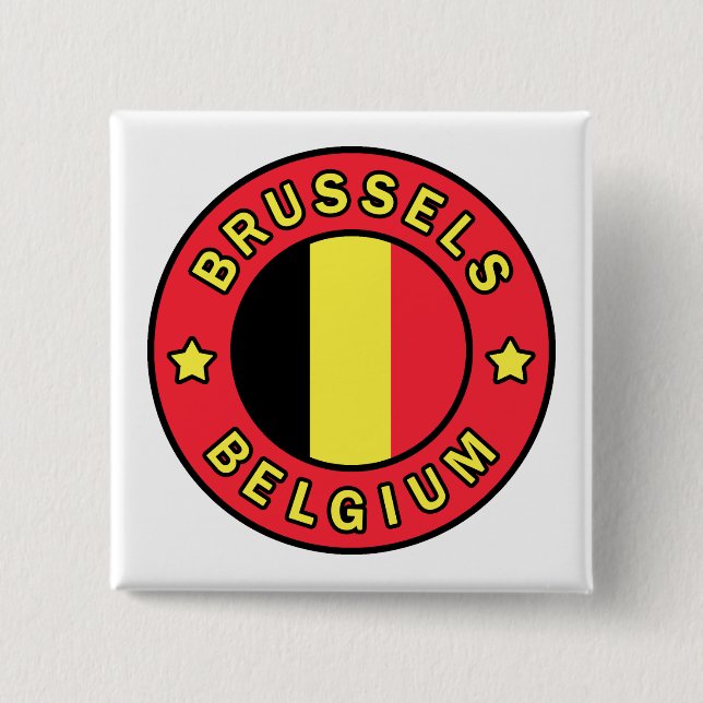 Brussels Belgium 2 Inch Square Button (Front)