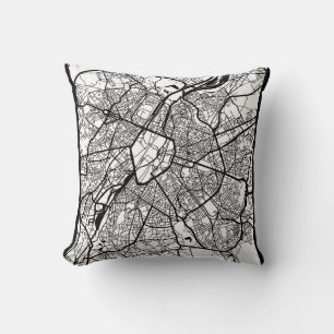 Brussels Belgium City Map Throw Pillow