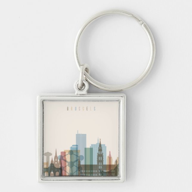Brussels, Belgium | City Skyline Keychain (Front)