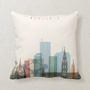 Brussels, Belgium City Skyline Throw Pillow