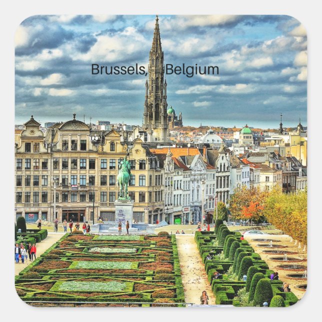 Brussels, Belgium cityscape photo Square Sticker (Front)