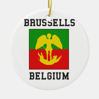 Brussels Belgium Flag Ceramic Ornament