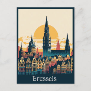 Brussels, Belgium stylist  painting Holiday Postcard