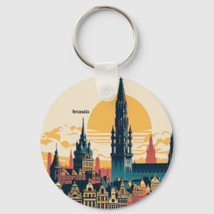 Brussels, Belgium stylist painting Keychain