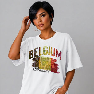 Brussels Belgium Travel Brushstroke  Tri-Blend Shirt
