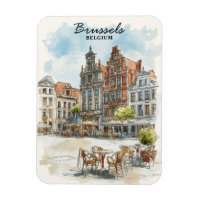 Brussels Belgium – Vintage Watercolor Cityscape