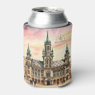 Brussels Belgium Watercolor Grand Palace Can Cooler