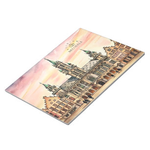 Brussels Belgium Watercolor Grand Palace Notepad
