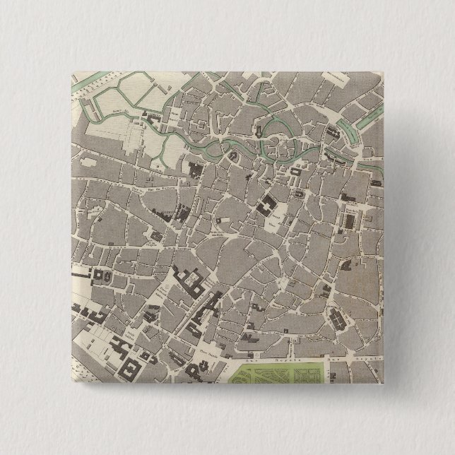 Brussels Bruxelles 2 Inch Square Button (Front)
