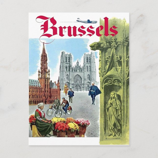 Brussels, city centre, Belgium. Vintage travel Postcard (Front)
