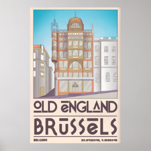 Brussels City Poster Stylized Streetscape