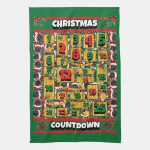 Brussels Countdown Christmas Advent Calendar Dog Kitchen Towel
