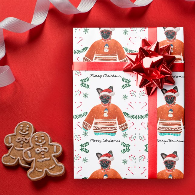 Brussels Dog Wearing Christmas Sweater Festive Wrapping Paper (Creator Uploaded)