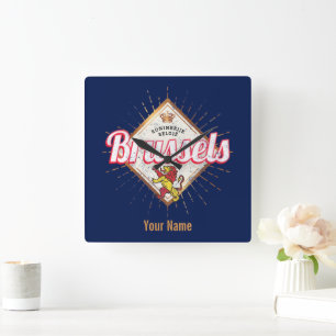 Brussels Europe Capital Belgium Retro Lion Vintage Square Wall Clock