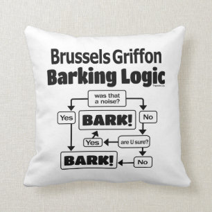 Brussels Griffon Barking Logic Throw Pillow