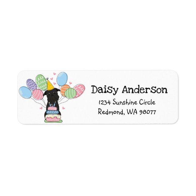 Brussels Griffon Birthday Return Address Label (Front)