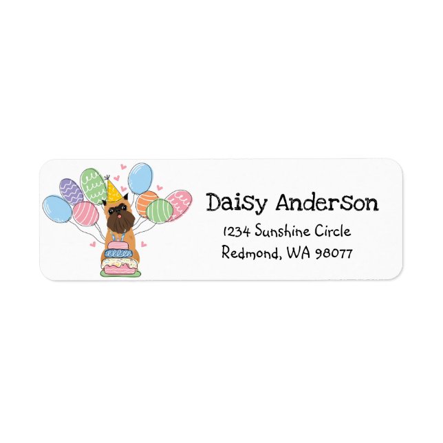 Brussels Griffon Birthday Return Address Label (Front)