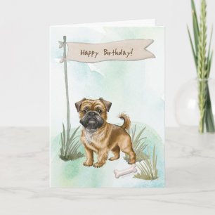 Brussels Griffon Breed Dog Under Birthday Sign Card