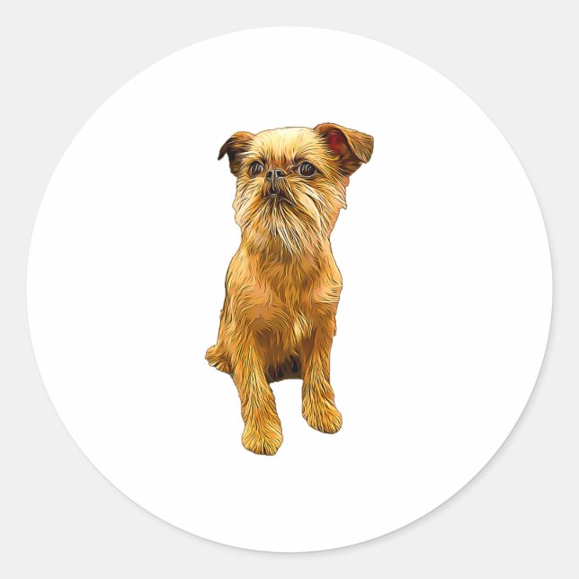 Brussels Griffon Bruxellois Cute Puppy Dog  Classic Round Sticker (Front)