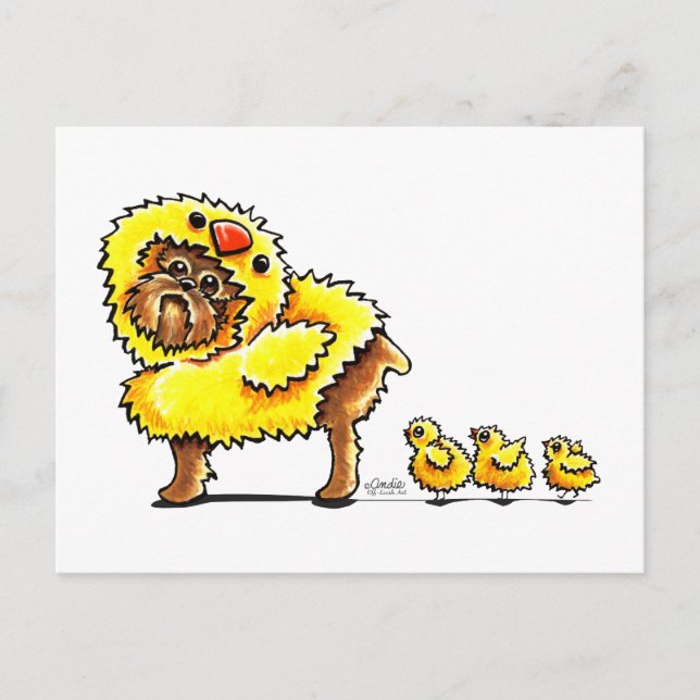 Brussels Griffon Chick Easter Holiday Postcard (Front)