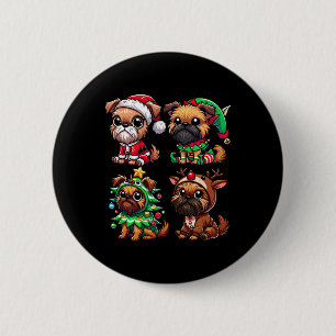 Brussels Griffon Christmas Tree Santa Elf Costume 2 Inch Round Button