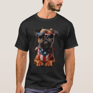 Brussels Griffon Dog 4th Of July American Independ T-Shirt
