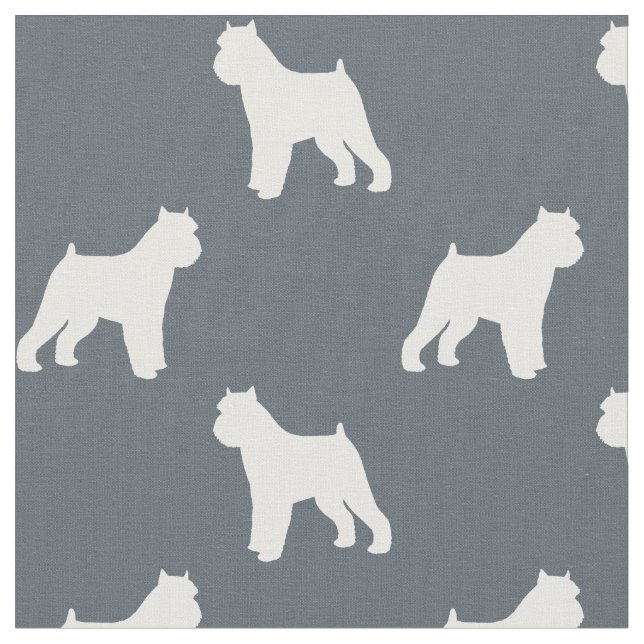 Brussels Griffon Dog Breed Silhouettes Patterned Fabric (Close Up)