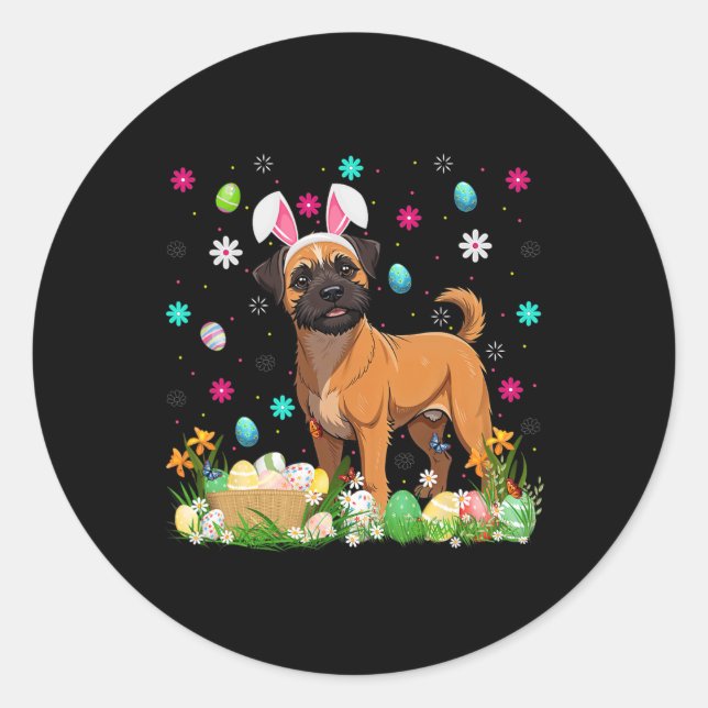 Brussels Griffon Dog Easter Egg Hunt Bunny Ear Hap Classic Round Sticker (Front)