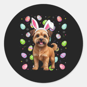 Brussels Griffon Dog Happy Easter Egg Hunt Bunny E Classic Round Sticker