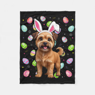 Brussels Griffon Dog Happy Easter Egg Hunt Bunny E Fleece Blanket