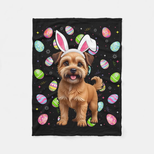 Brussels Griffon Dog Happy Easter Egg Hunt Bunny E Fleece Blanket (Front)