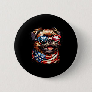 Brussels Griffon Dog Lover Us Flag 4th Of July Pat 2 Inch Round Button