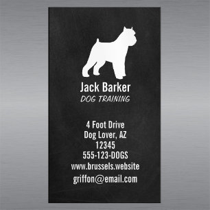 Brussels Griffon Dog Silhouette Chalkboard Style Magnetic Business Card